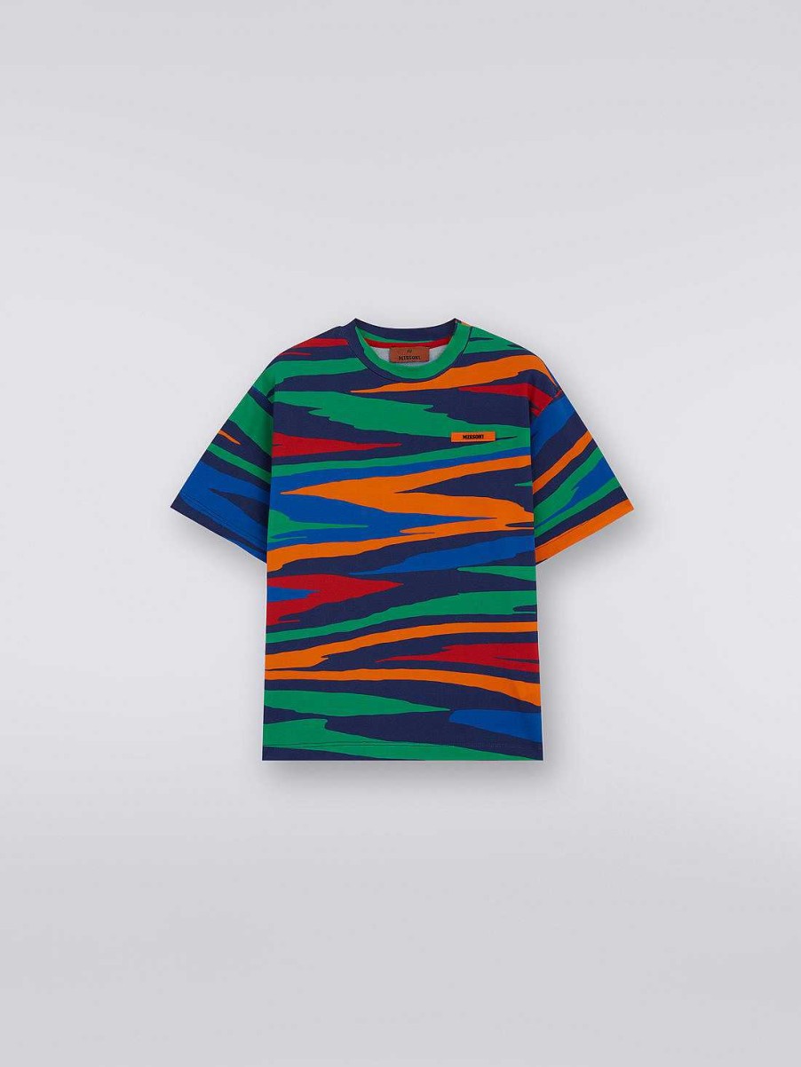 Ragazzo (4-14 Anni) Missoni | T-Shirt In Misto Cotone Fiammato Multicolore