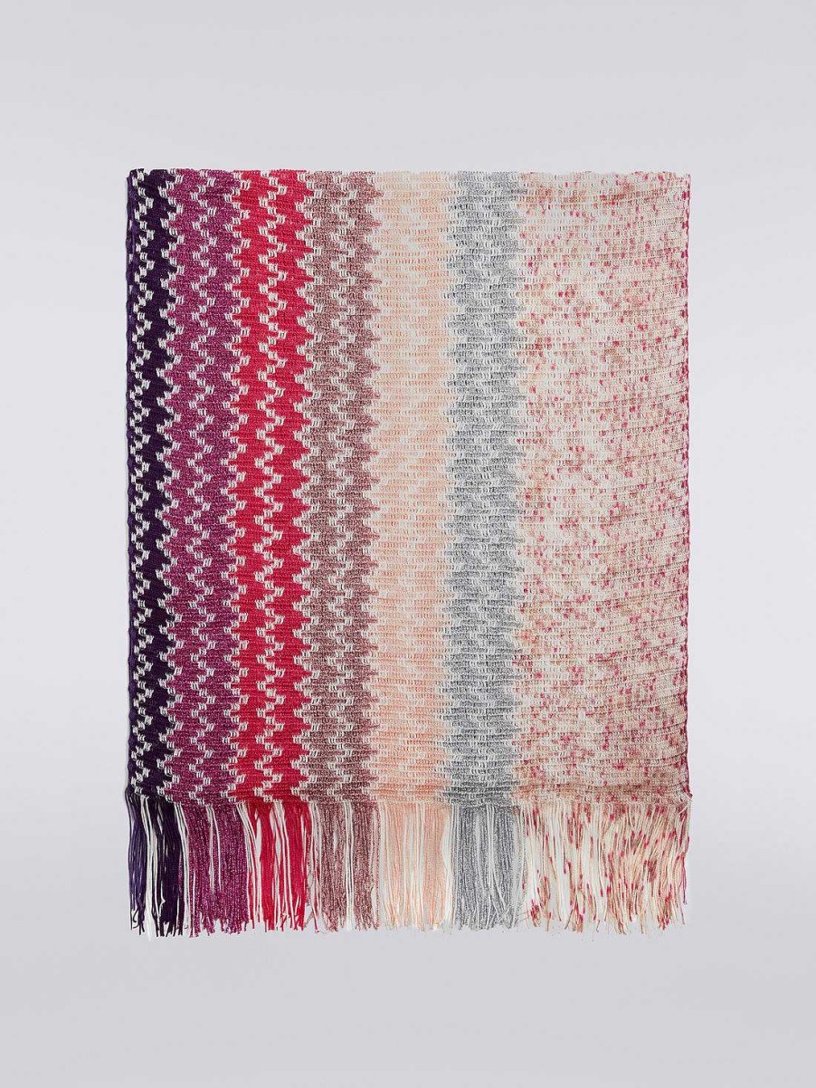 Donne Missoni Sciarpe E Foulard | Stola Multicolor In Modal E Lurex Con Frange Multicolore