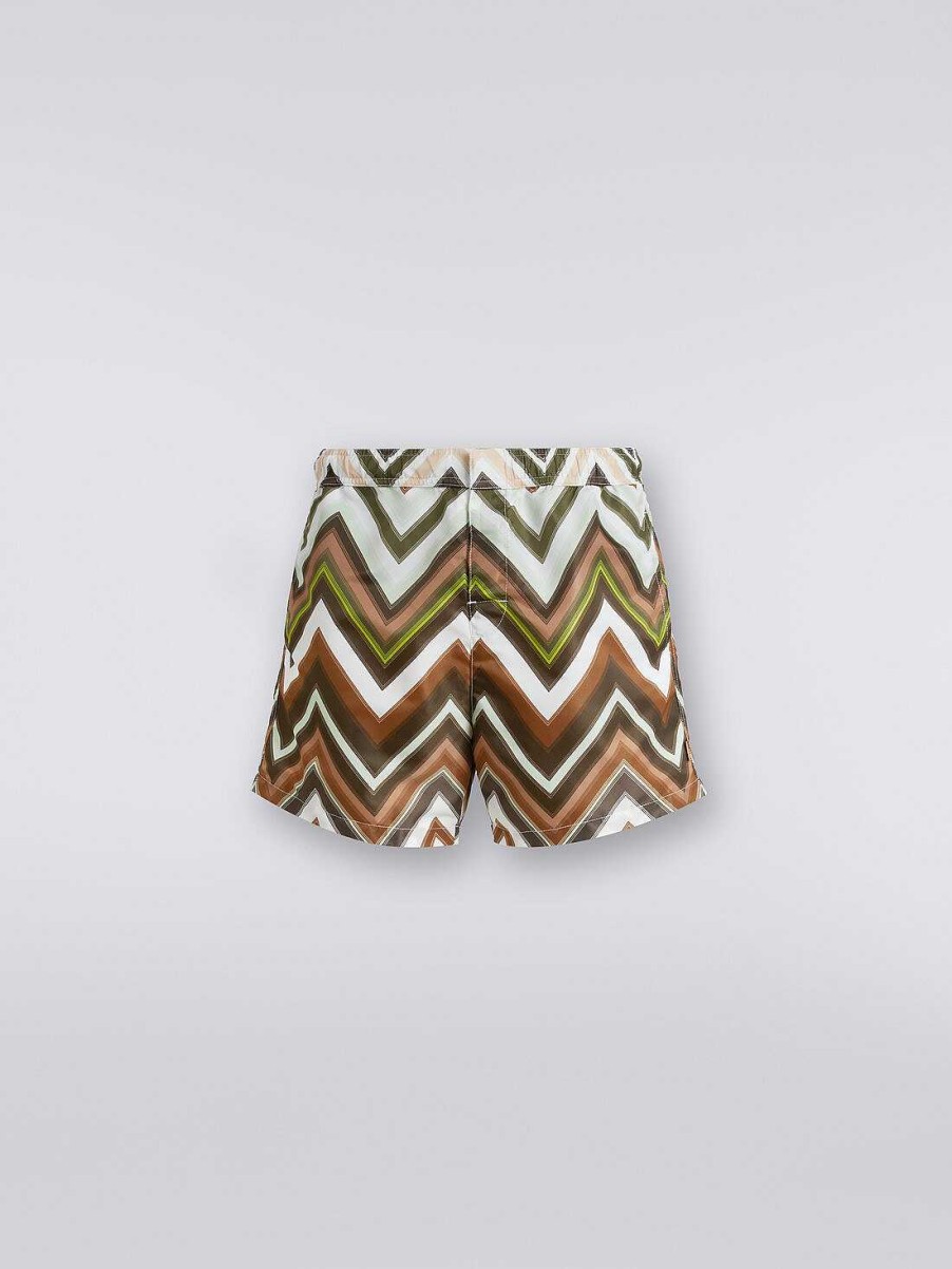 Uomini Missoni Costume Da Bagno | Boxer Da Bagno In Nylon Con Ampio Zig Zag Sfumato Multicolore