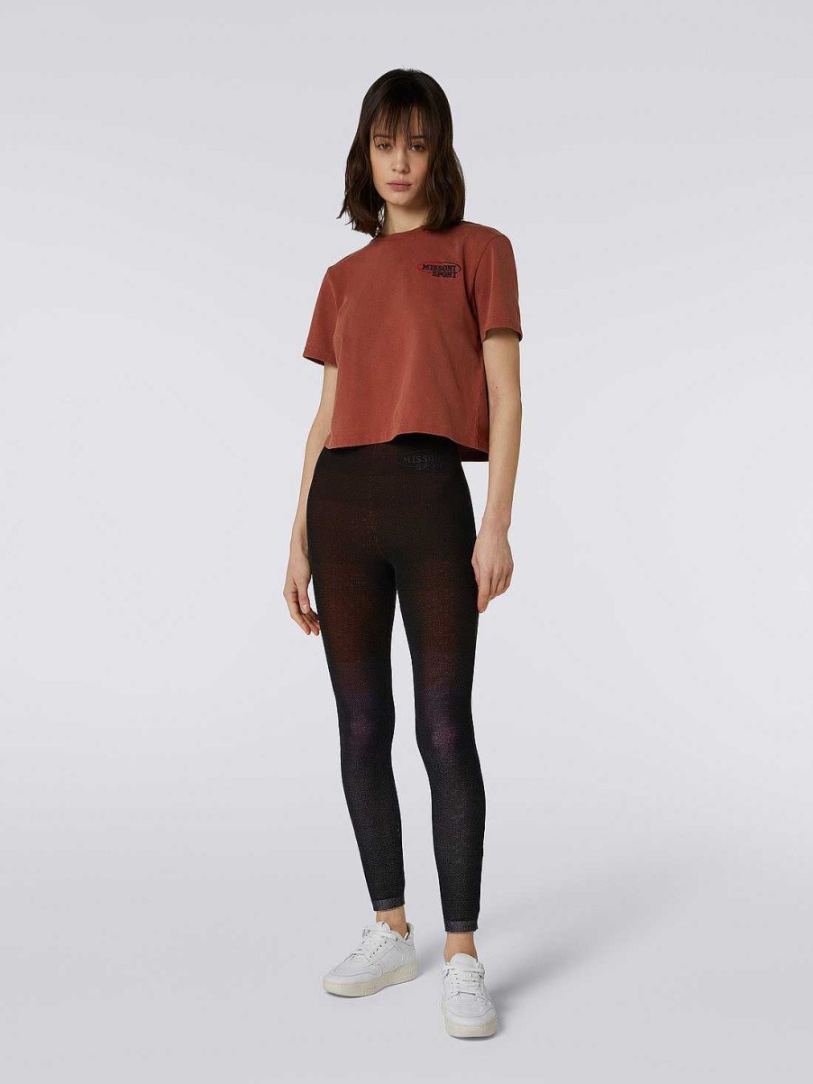 Donne Missoni Vestiario | Leggings In Misto Cotone Con Logo Ricamato Multicolore