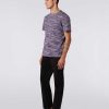 Uomini Missoni Polo E Magliette | T-Shirt Girocollo In Cotone Fiammato Bianco, Nero E Viola