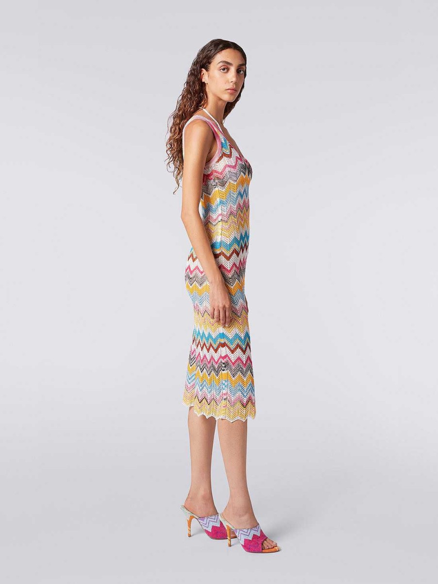 Donne Missoni Abbigliamento Da Spiaggia | Copricostume Longuette Con Zigzag Multicolore