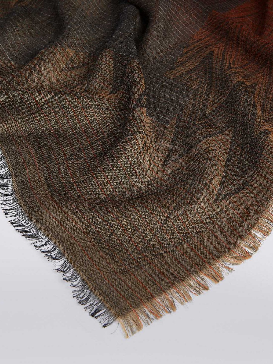 Donne Missoni Sciarpe E Foulard | Scialle In Misto Lana Chevron Con Scritta Logo Multicolore