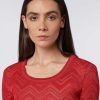 Donne Missoni Vestiti | Abito In Maglia Zigzag Tono Su Tono Con Lurex Rosso