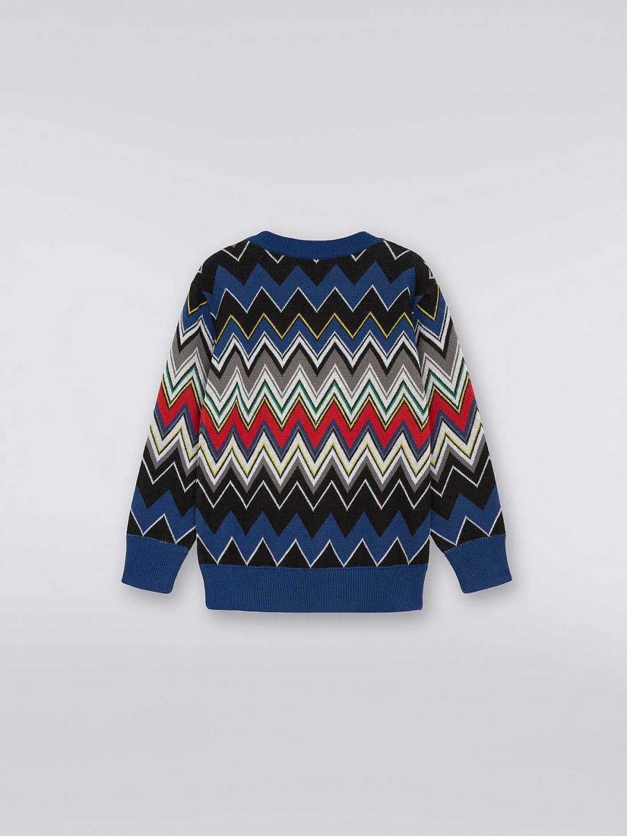 Ragazzo (4-14 Anni) Missoni | Pullover Girocollo In Cotone E Cashmere Chevron Multicolore