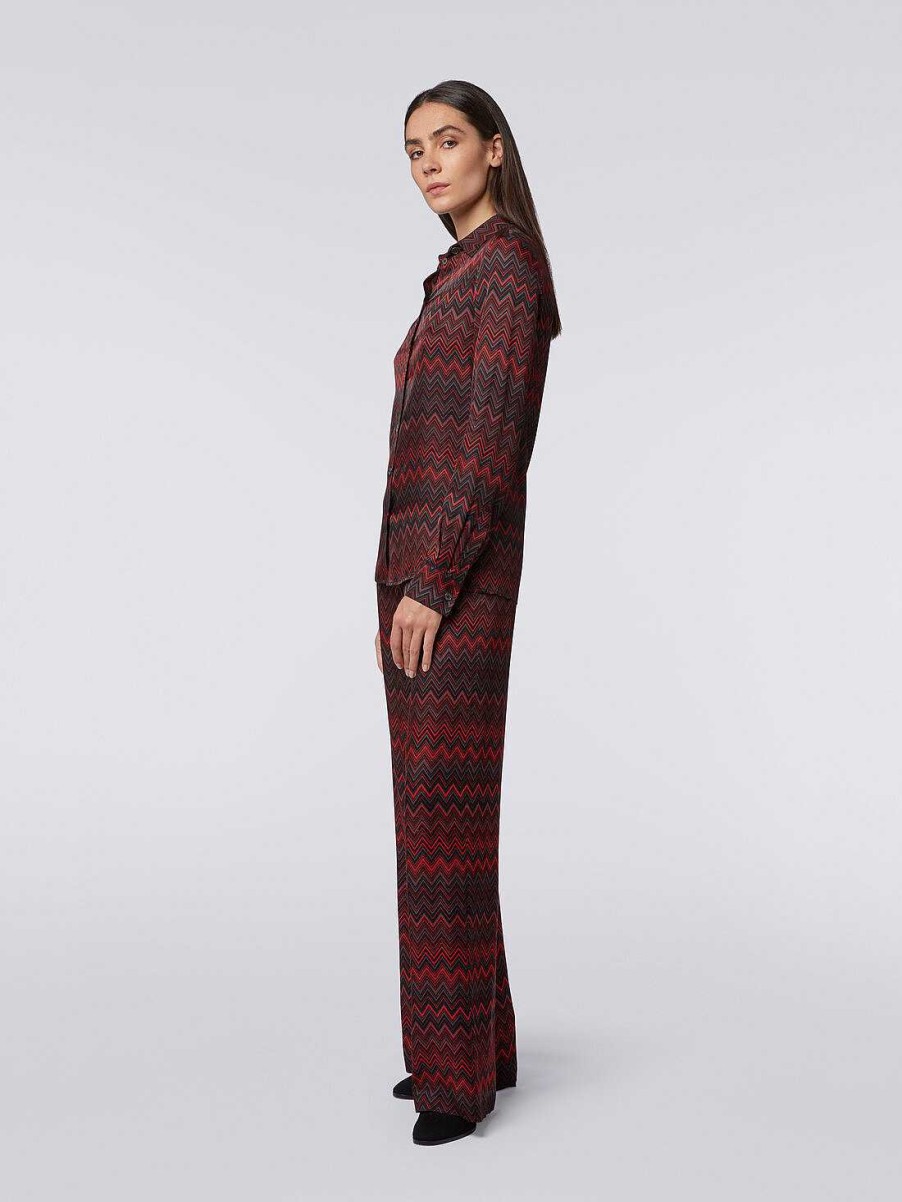 Donne Missoni Pantaloni | Pantaloni In Viscosa Jacquard A Zig Zag Multicolore