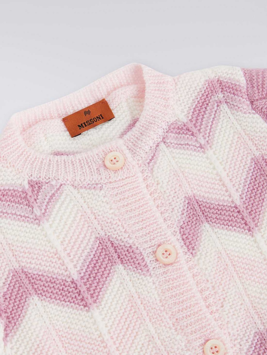 Ragazza (4-14 Anni) Missoni | Cardigan In Maglia Di Lana A Zig Zag Multicolore