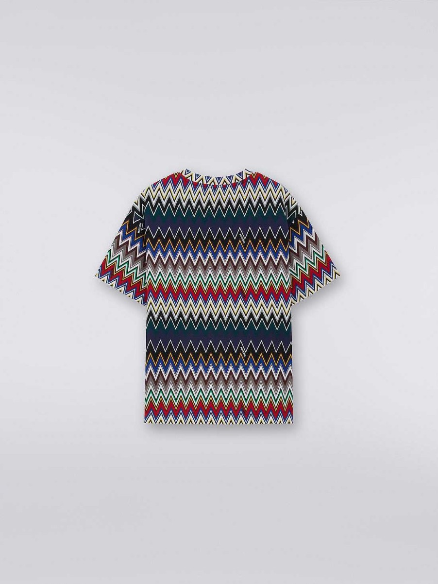 Ragazzo (4-14 Anni) Missoni | T-Shirt In Misto Cotone Con Lavorazione A Zigzag Multicolore