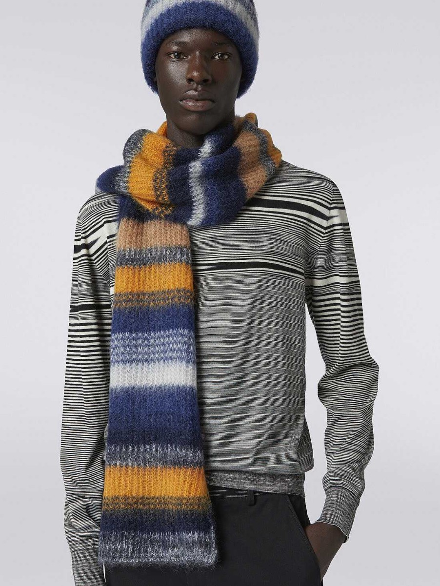 Uomini Missoni Sciarpe E Foulard | Sciarpa In Misto Mohair Rigato Multicolore