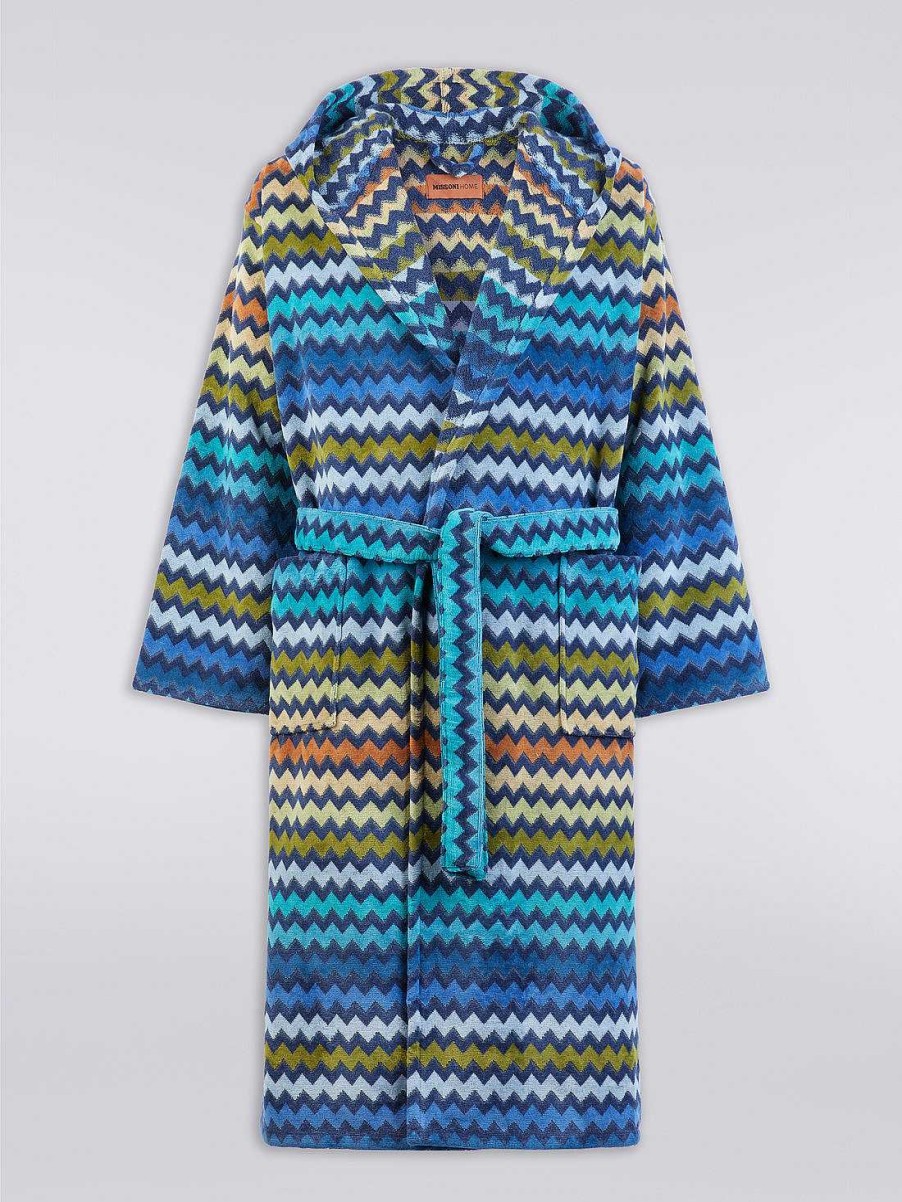 Donne Missoni Accappatoi | Accappatoio Con Cappuccio Warner Blu