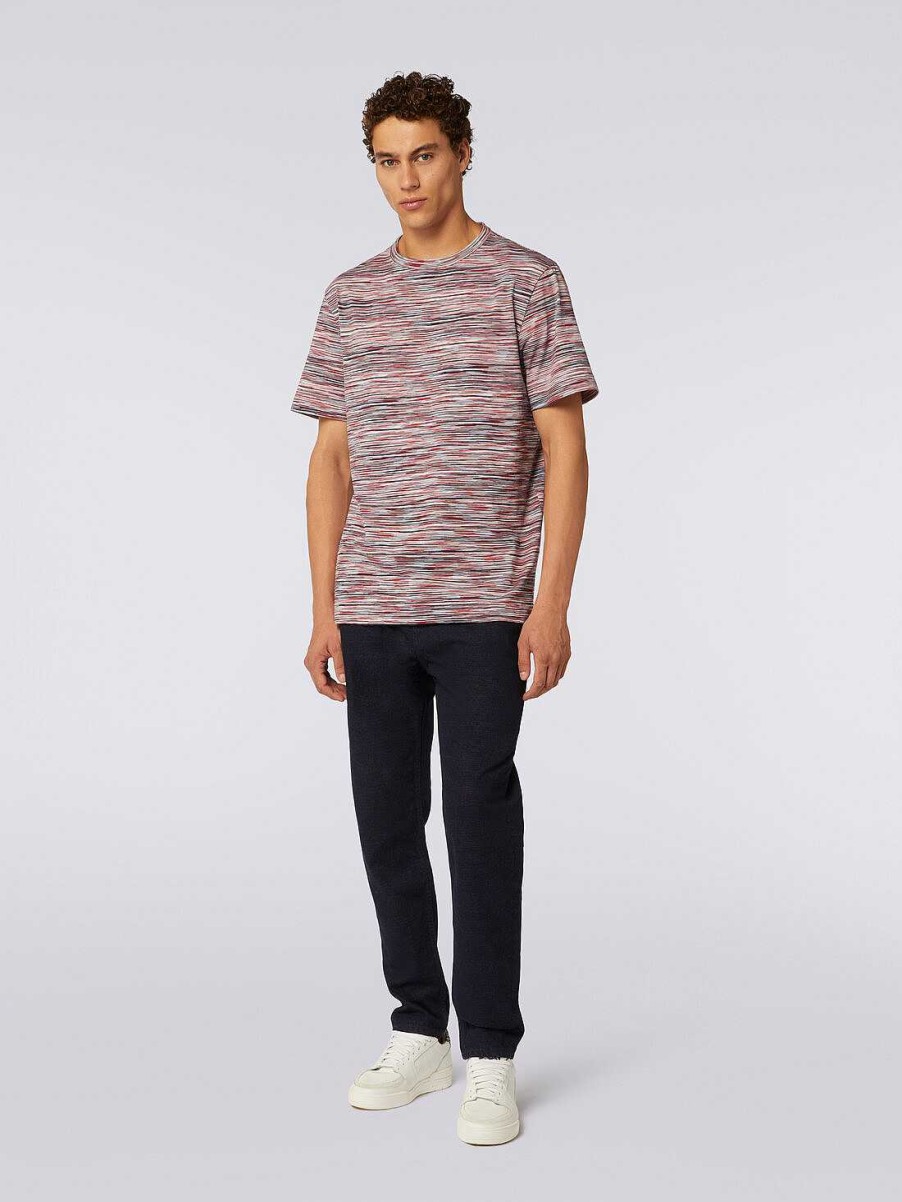 Uomini Missoni Polo E Magliette | T-Shirt Girocollo In Cotone Fiammato Multicolore