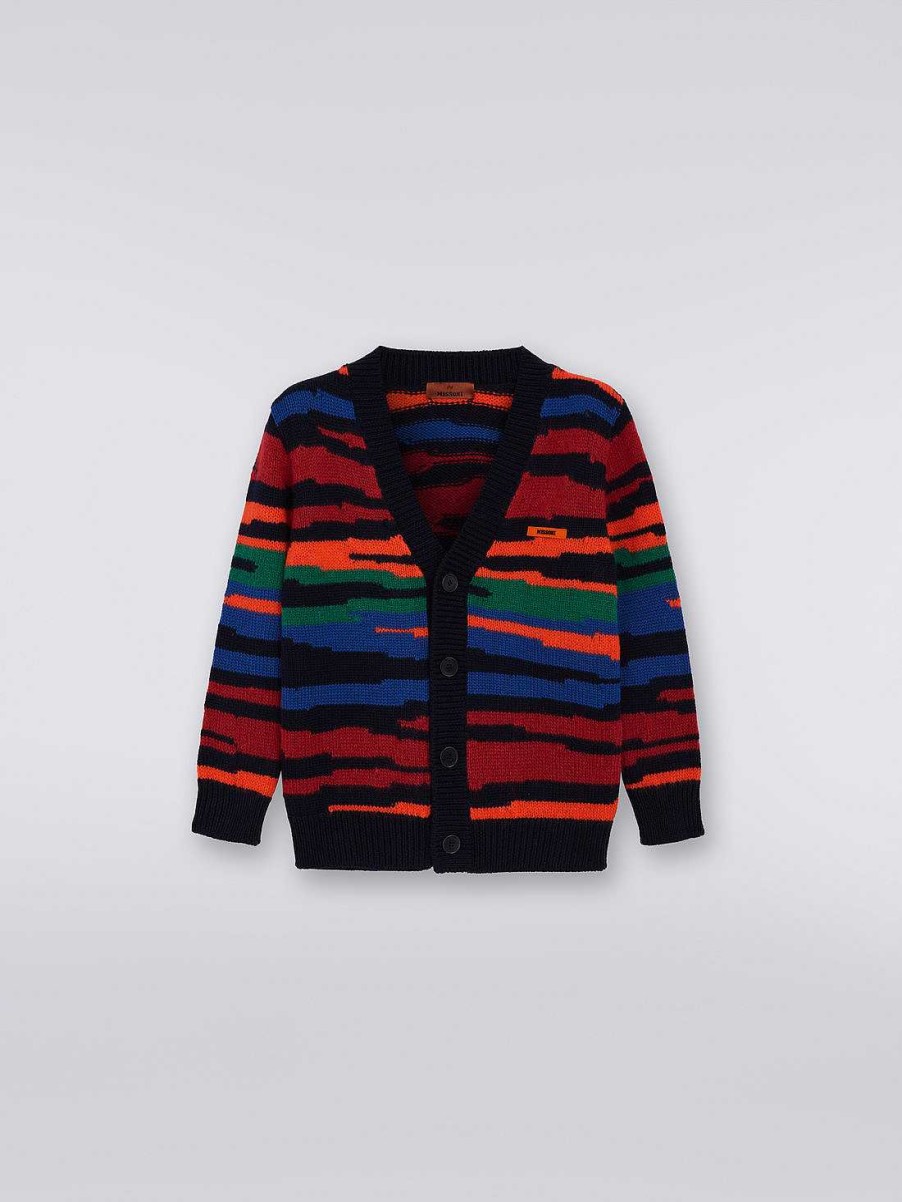 Ragazzo (4-14 Anni) Missoni | Cardigan In Maglia Di Lana Fiammata Multicolore