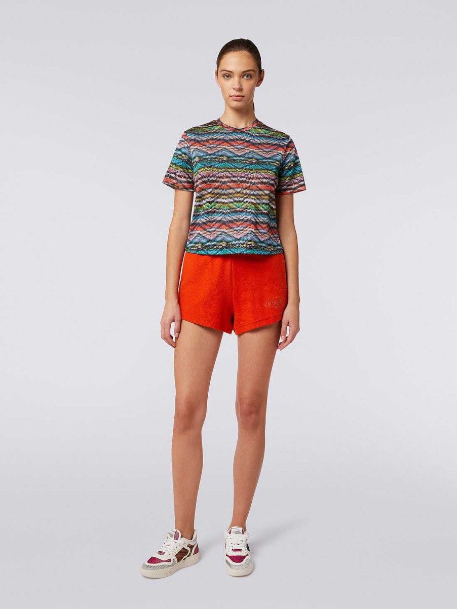 Donne Missoni Vestiario | T-Shirt In Nylon Stretch Stampato Multicolore