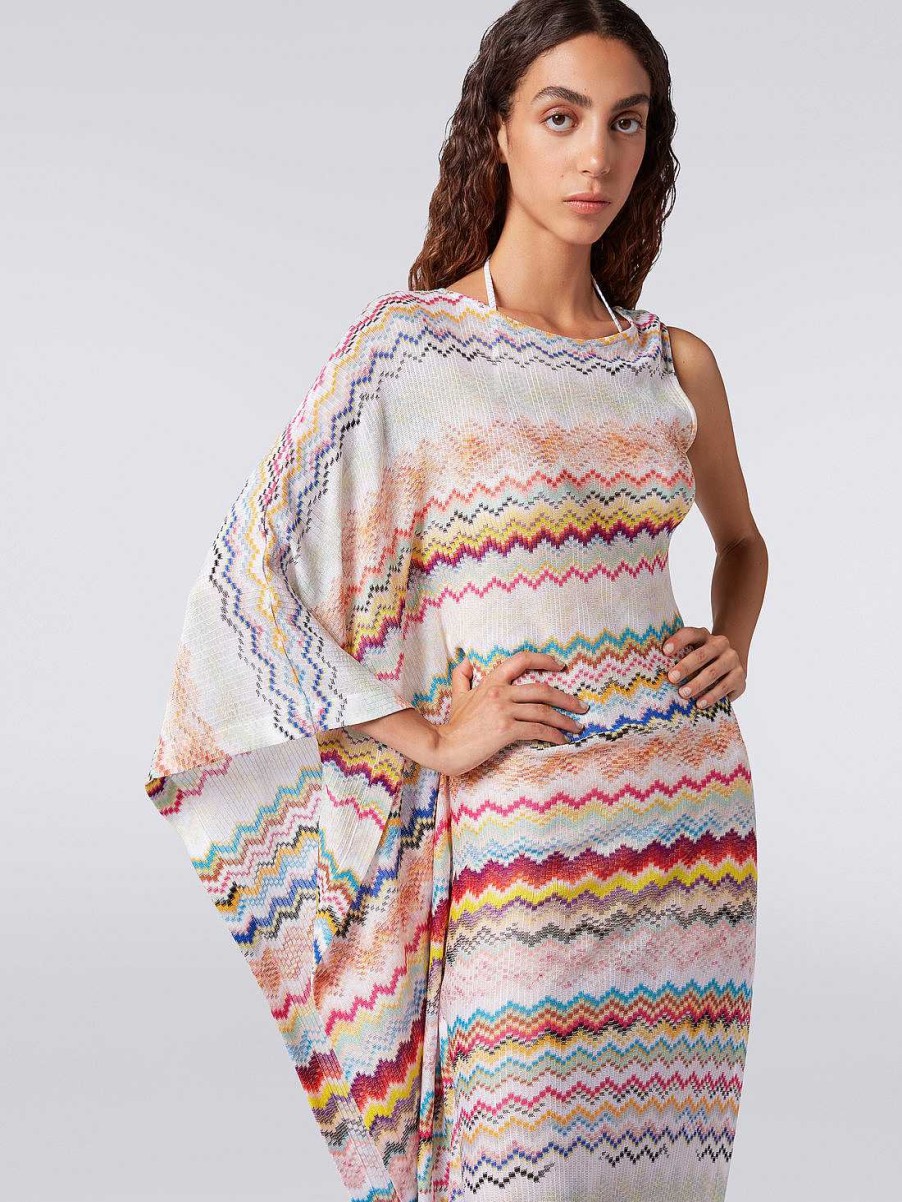 Donne Missoni Abbigliamento Da Spiaggia | Copricostume Lungo Monospalla In Viscosa Multicolore