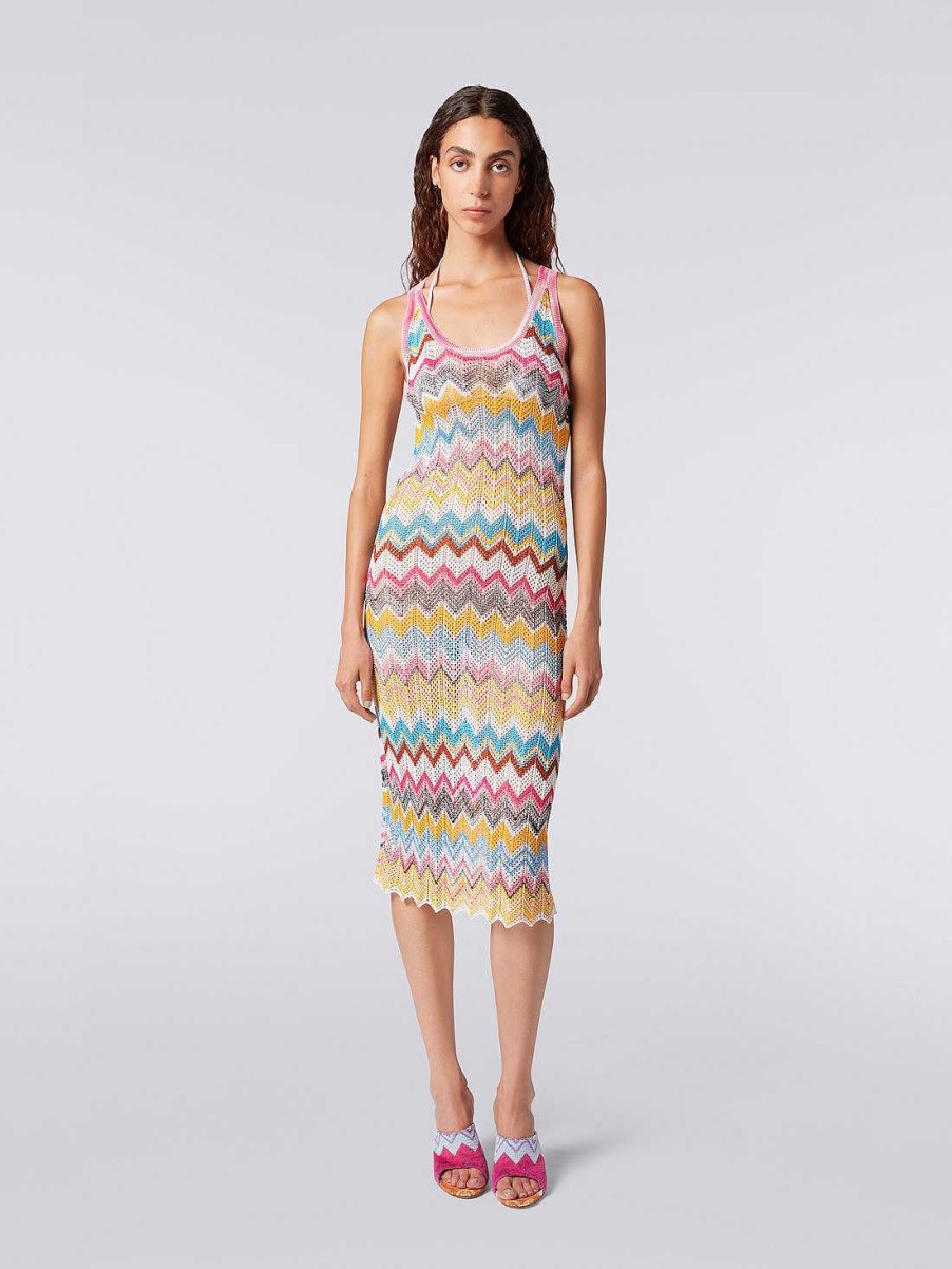 Donne Missoni Abbigliamento Da Spiaggia | Copricostume Longuette Con Zigzag Multicolore