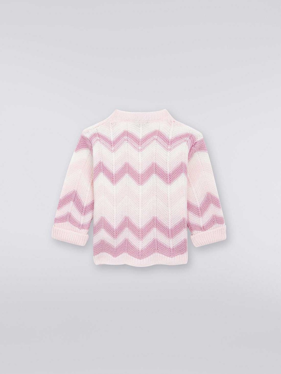 Ragazza (4-14 Anni) Missoni | Cardigan In Maglia Di Lana A Zig Zag Multicolore