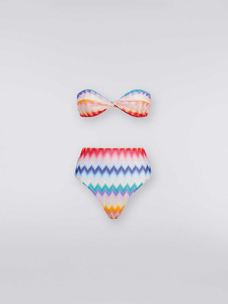 Donne Missoni Costumi Da Bagno | Slip Bikini A Vita Alta In Tessuto Con Stampa Zig Zag Multicolore