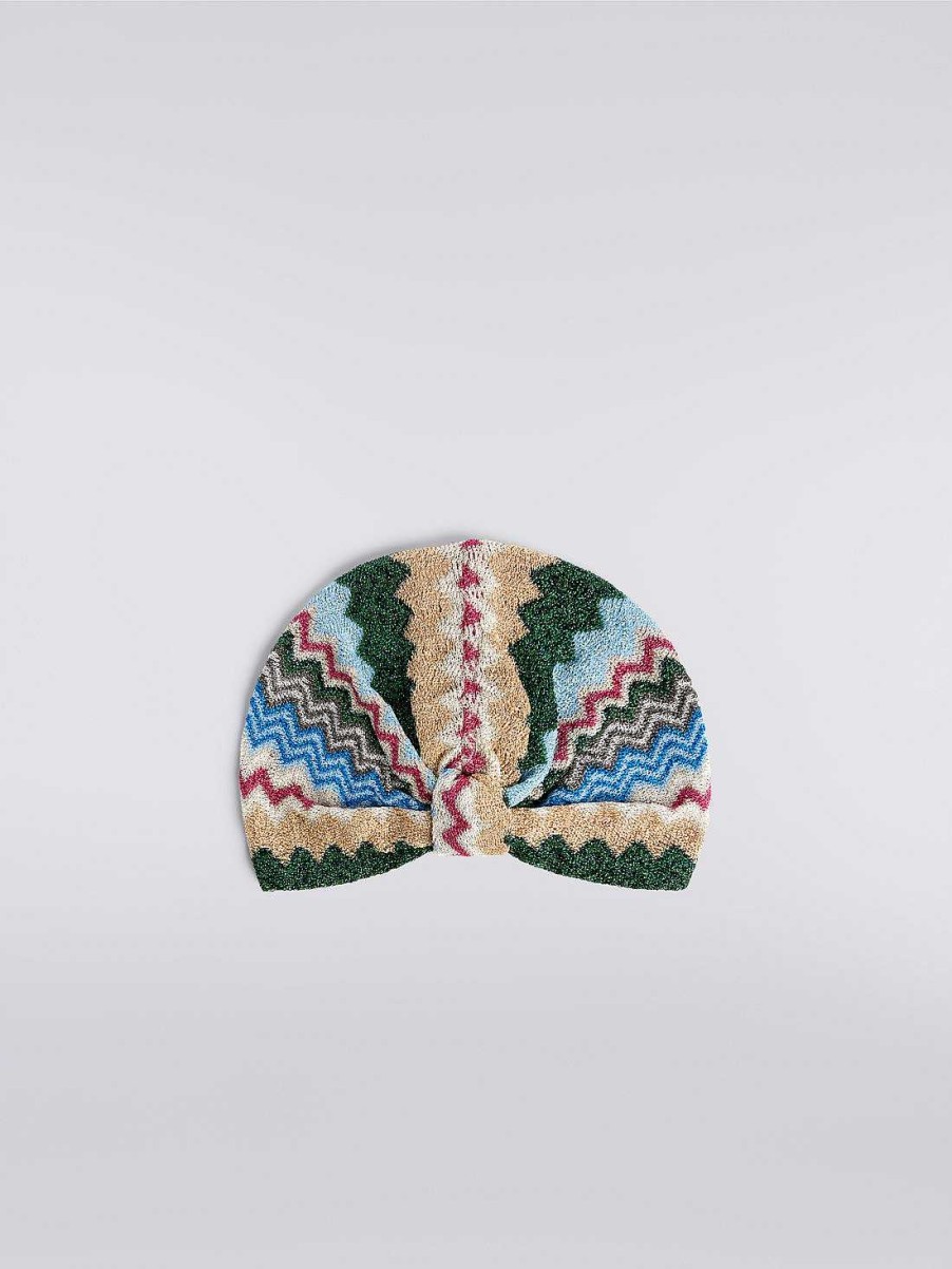 Donne Missoni Accessori Per Capelli | Turbante Chevron In Misto Viscosa Con Paillettes Multicolore