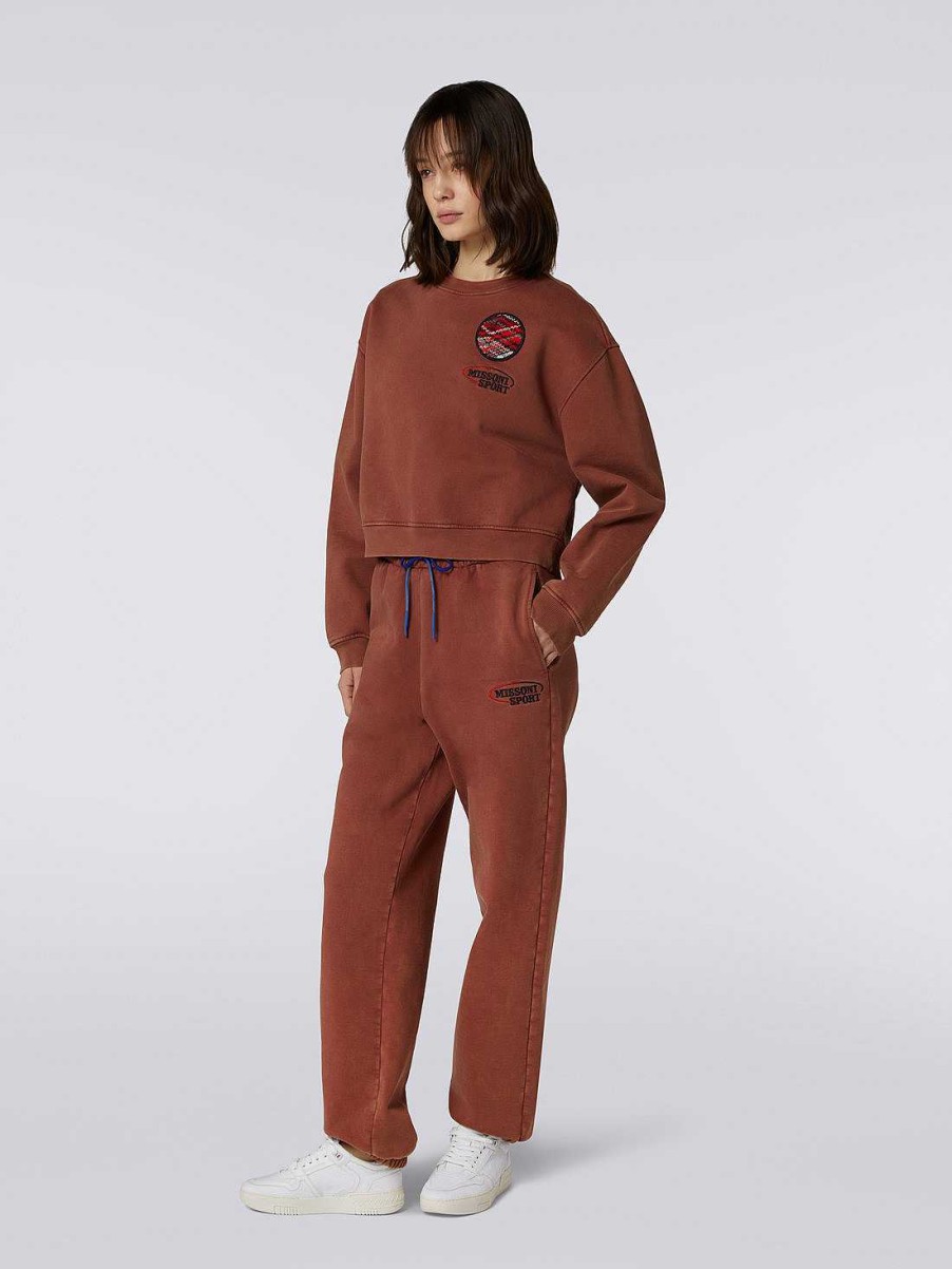 Donne Missoni Vestiario | Joggers In Misto Cotone Con Logo Ruggine