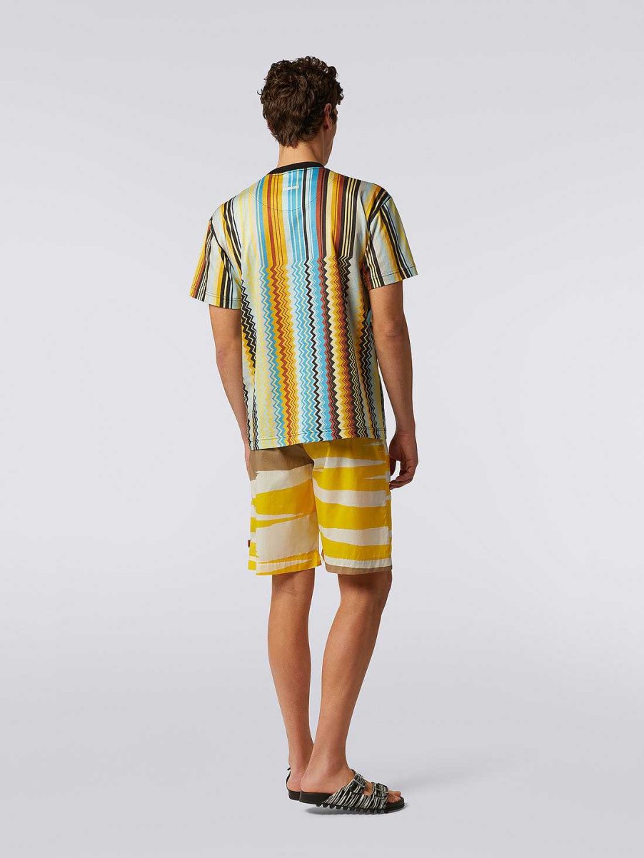 Uomini Missoni Polo E Magliette | T-Shirt Girocollo In Cotone Con Stampa Zigzag Multicolore