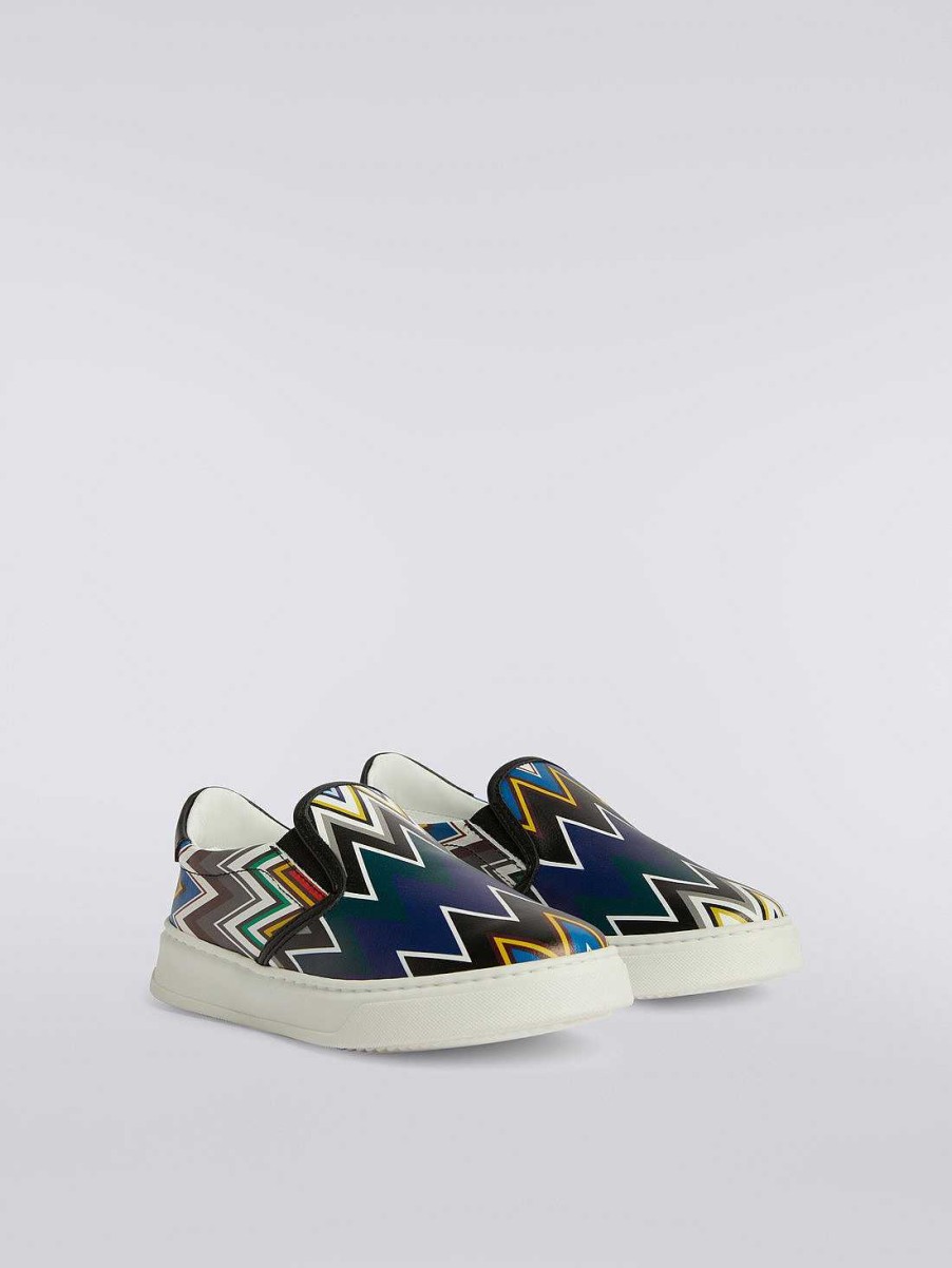 Ragazzo (4-14 Anni) Missoni | Scarpe Da Ginnastica Slip-On Con Stampa A Zigzag Multicolore