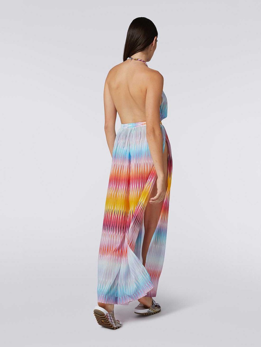 Donne Missoni Abbigliamento Da Spiaggia | Tuta Lunga In Cotone E Seta Stampata Multicolor Multicolore