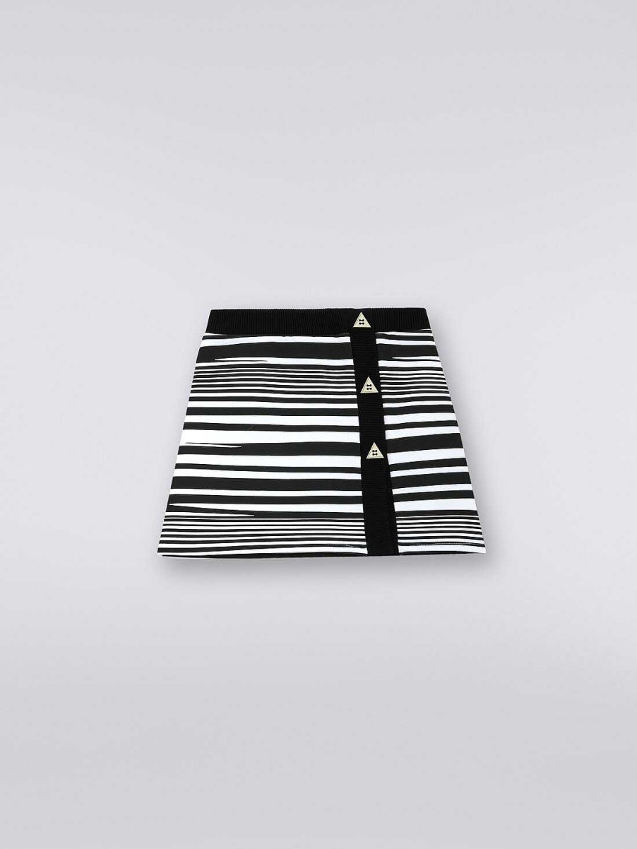 Ragazza (4-14 Anni) Missoni | Gonna In Misto Viscosa Stretch Nero Bianco