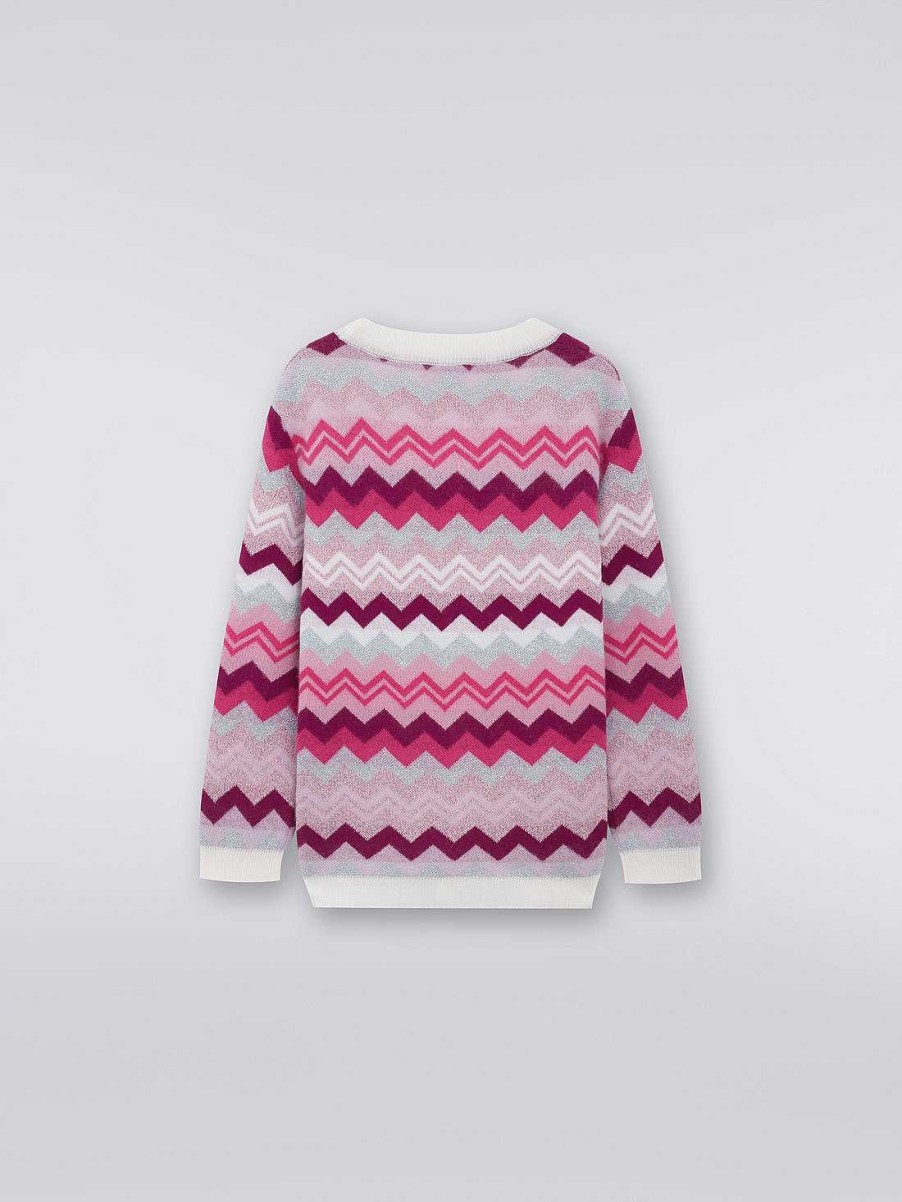 Ragazza (4-14 Anni) Missoni | Cardigan In Lana A Zigzag Con Tasche Multicolore