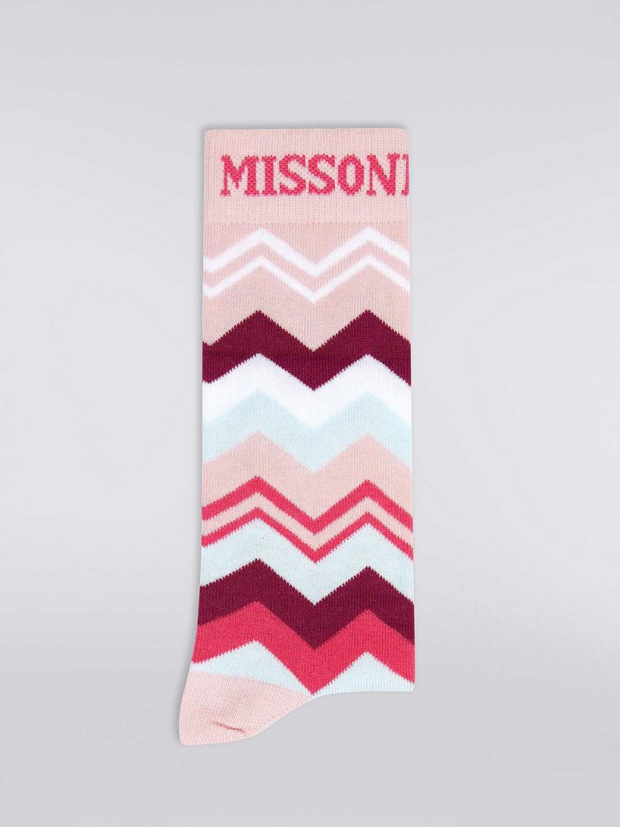 Ragazza (4-14 Anni) Missoni | Calzini In Misto Cotone A Zigzag Multicolore