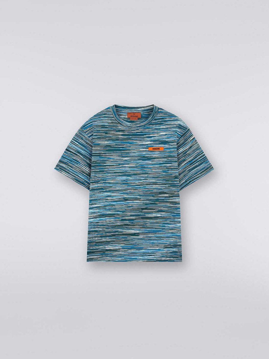 Ragazzo (4-14 Anni) Missoni | T-Shirt A Maniche Corte In Cotone Fiammato Multicolore