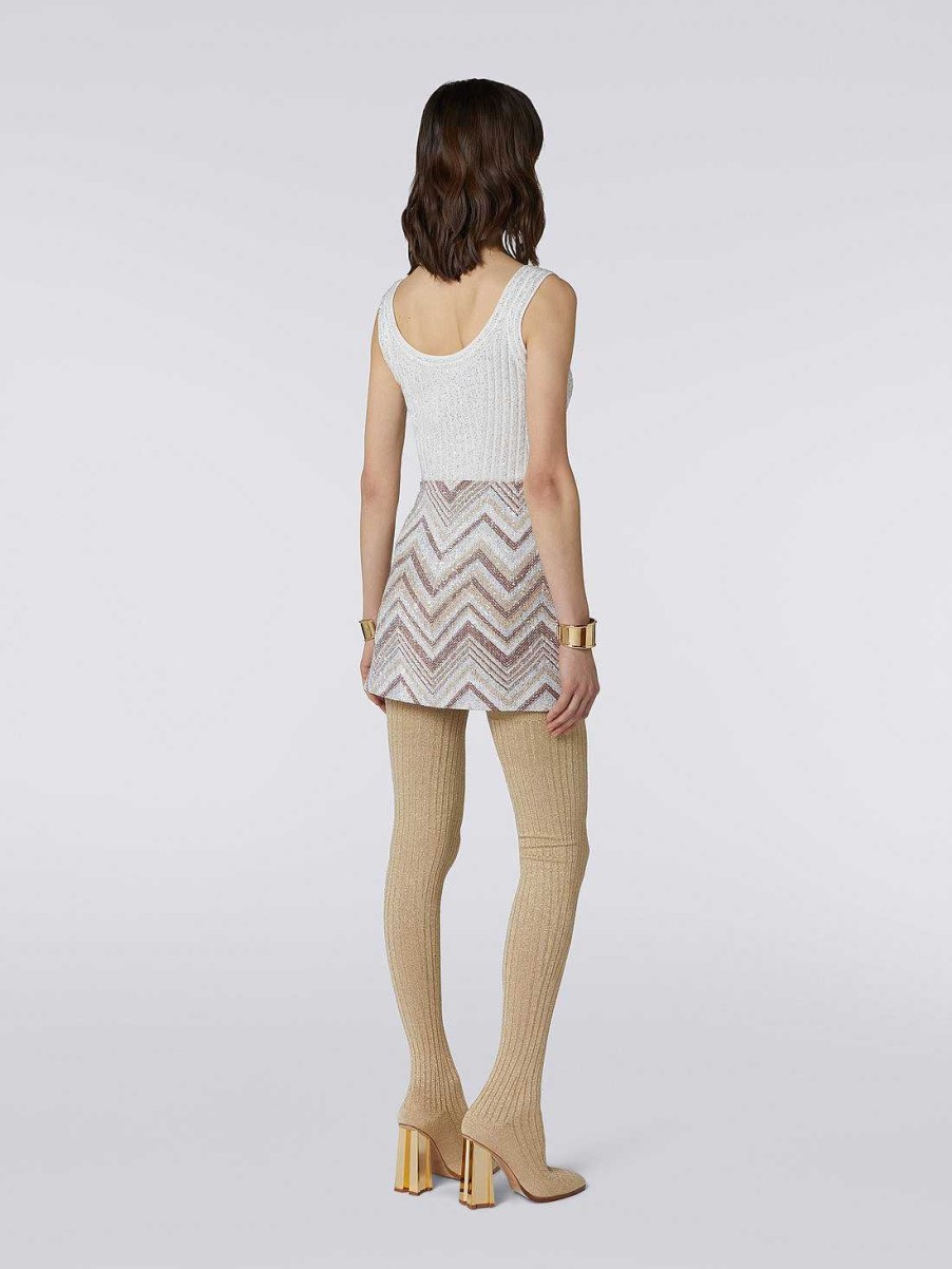 Donne Missoni Gonne | Minigonna Chevron In Misto Viscosa Con Paillettes Multicolore