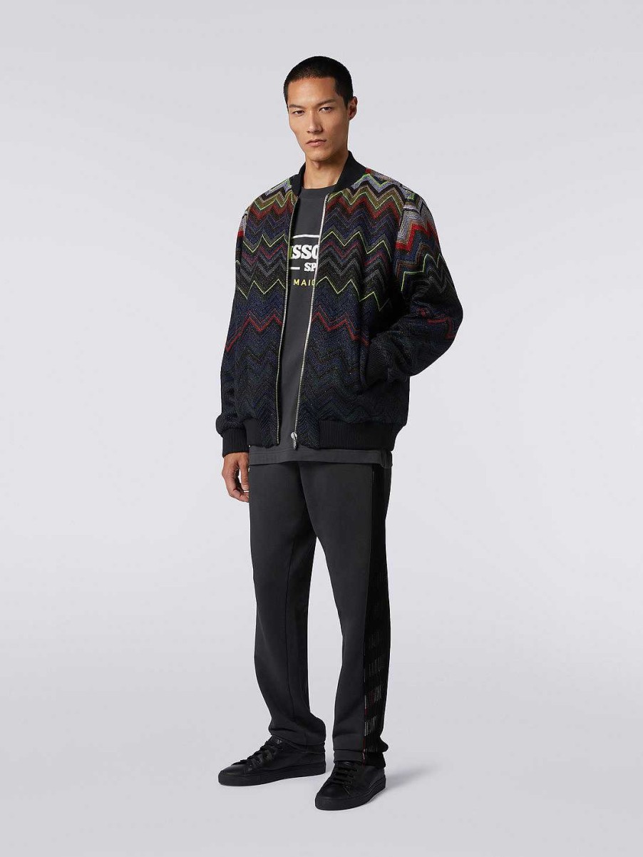 Uomini Missoni Vestiario | Bomber In Misto Lana E Cotone Chevron In Collaborazione Con Mike Maignan Multicolore