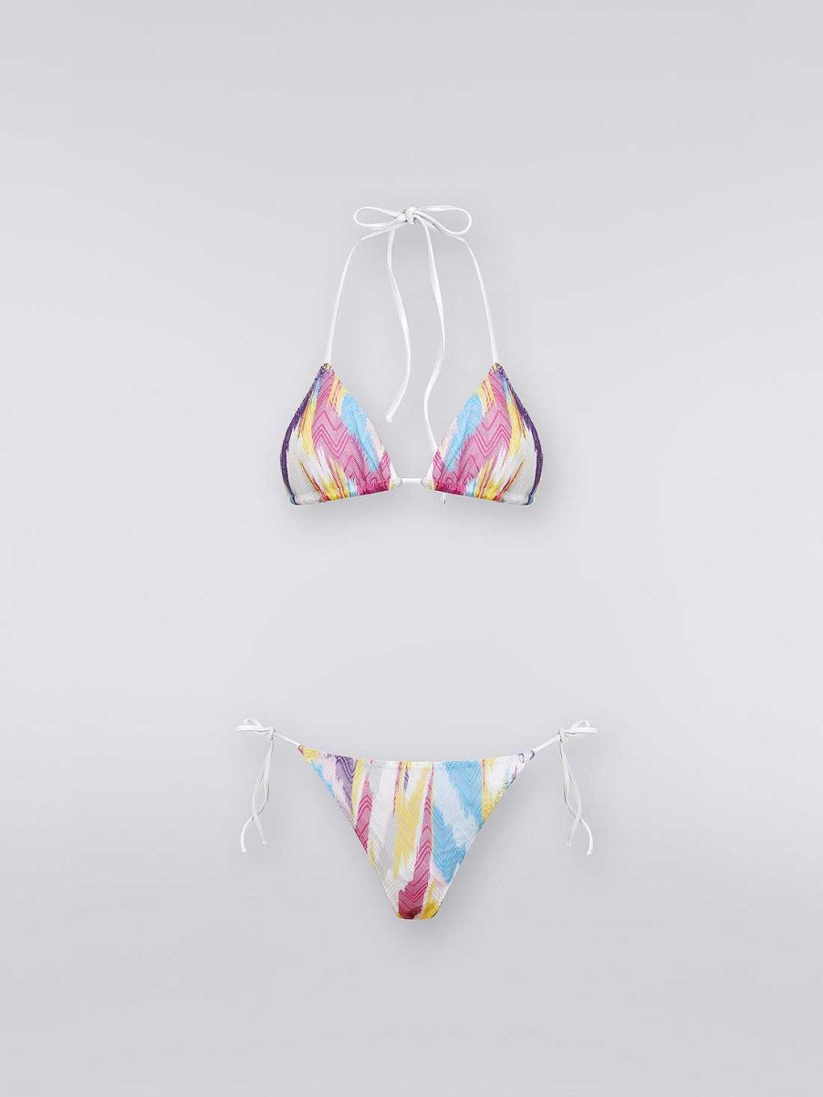 Donne Missoni Costumi Da Bagno | Bikini In Maglia Zig Zag E Stampa Fiammata Multicolore