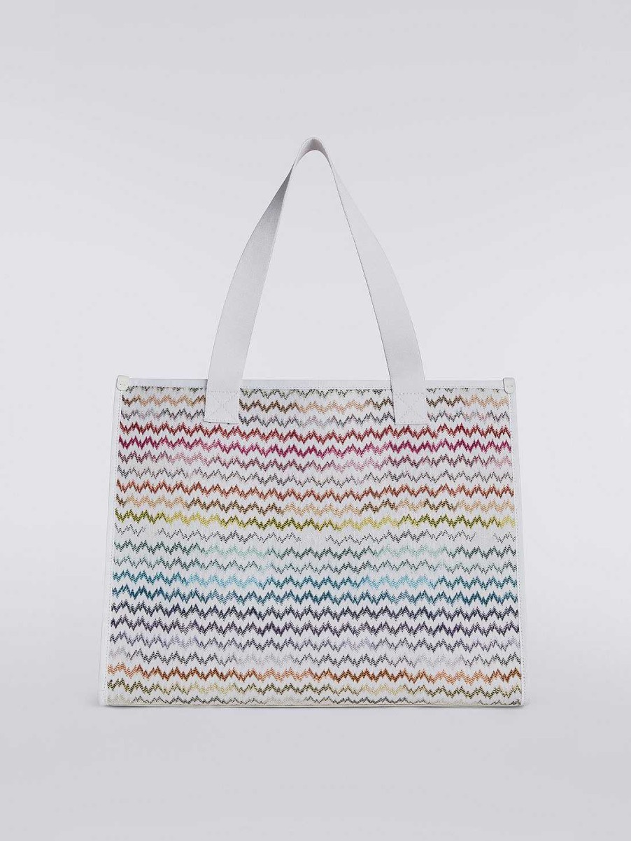 Donne Missoni Borse | Shopper In Maglia Effetto Pizzo Con Dettaglio Logo Multicolore