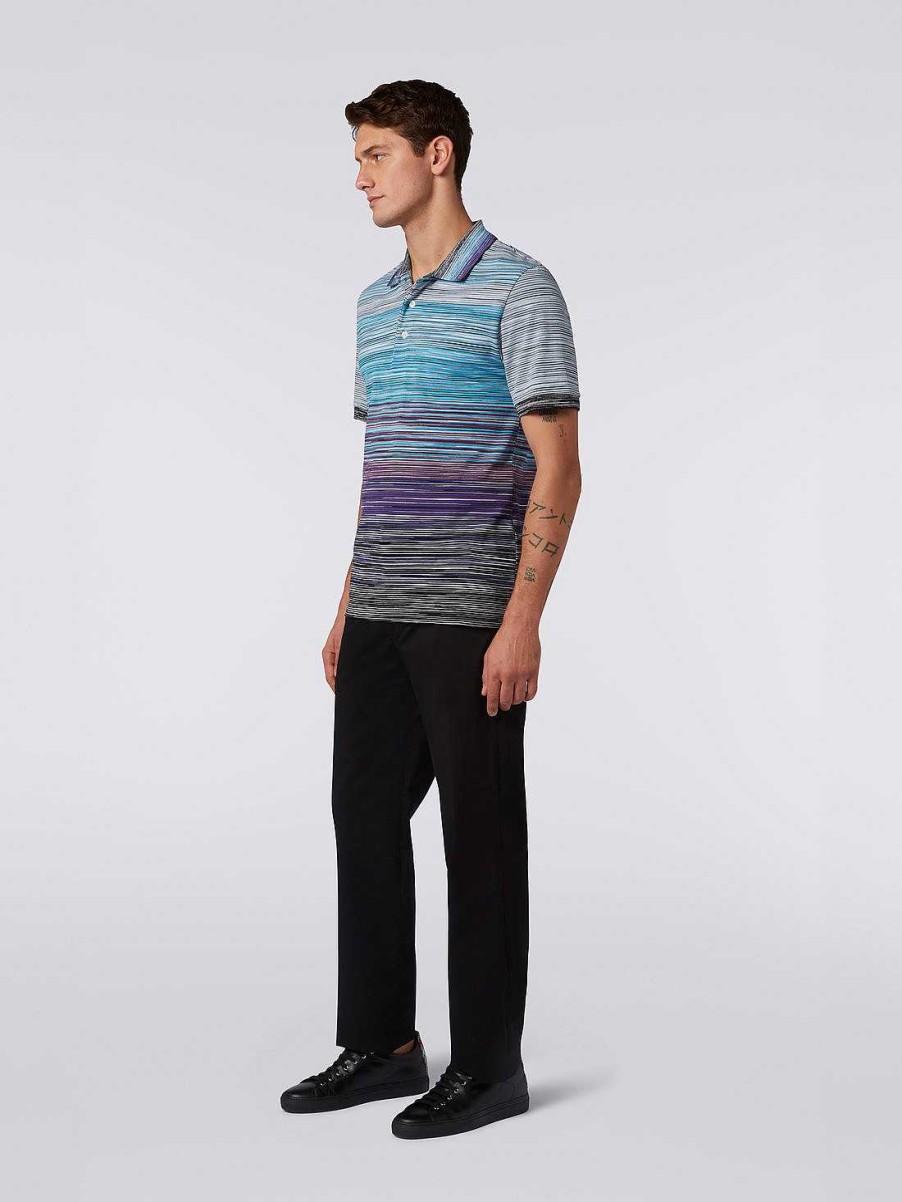 Uomini Missoni Polo E Magliette | Polo In Piquet Di Cotone Fiammato Multicolore