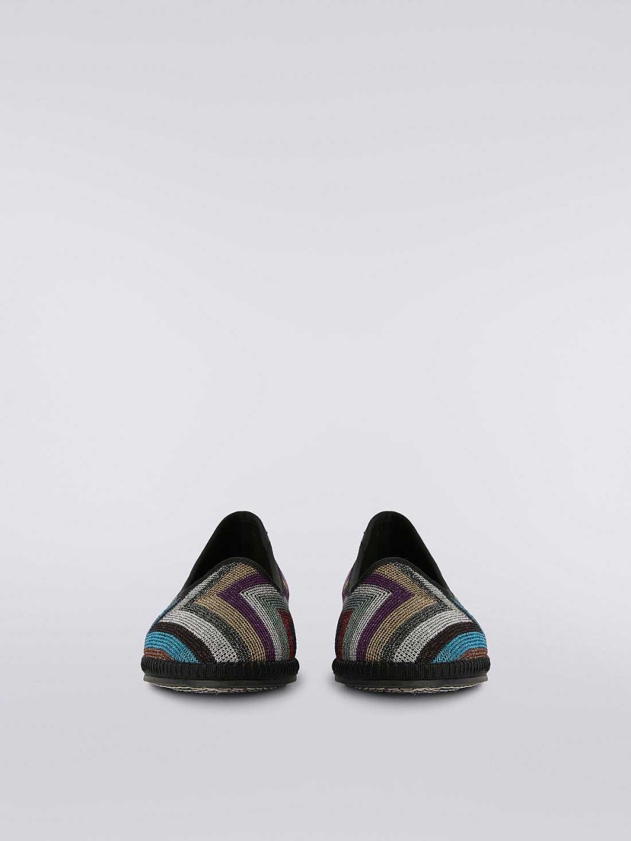 Donne Missoni Scarpe | Friulane In Tessuto Zigzag Con Lurex Multicolore