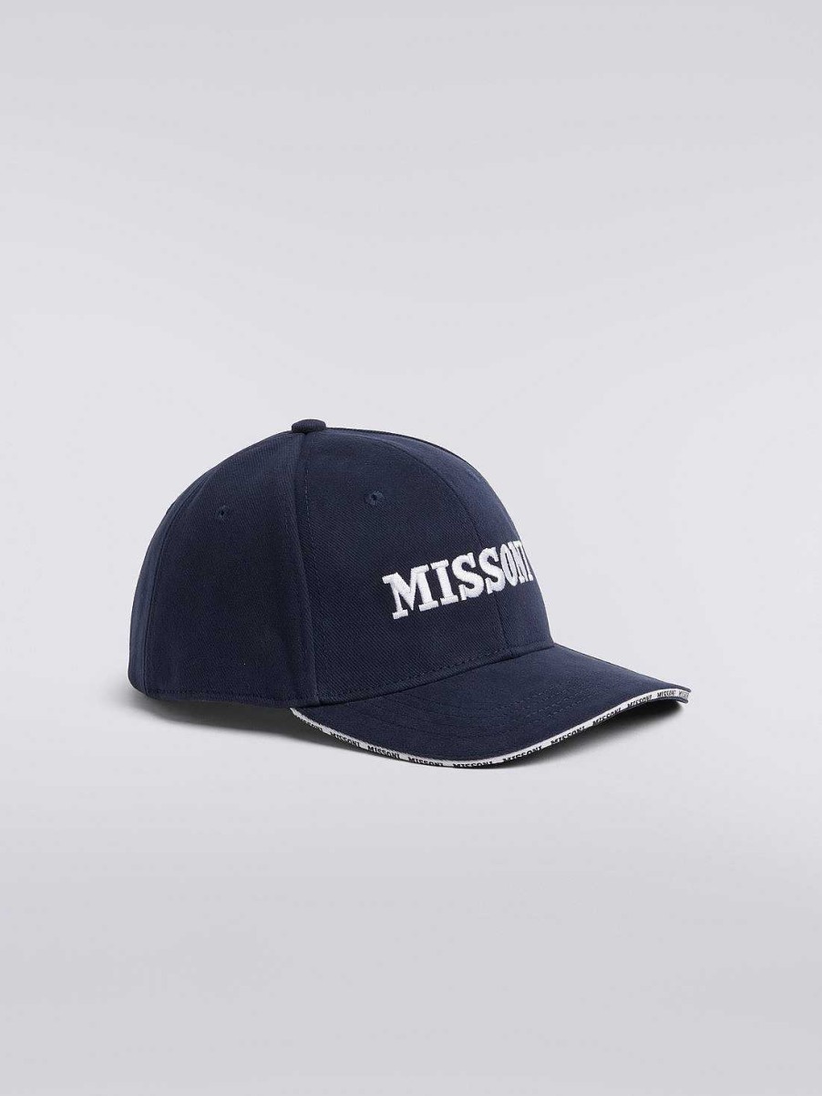 Uomini Missoni Cappelli | Cappello Da Baseball In Cotone Con Logo Multicolore