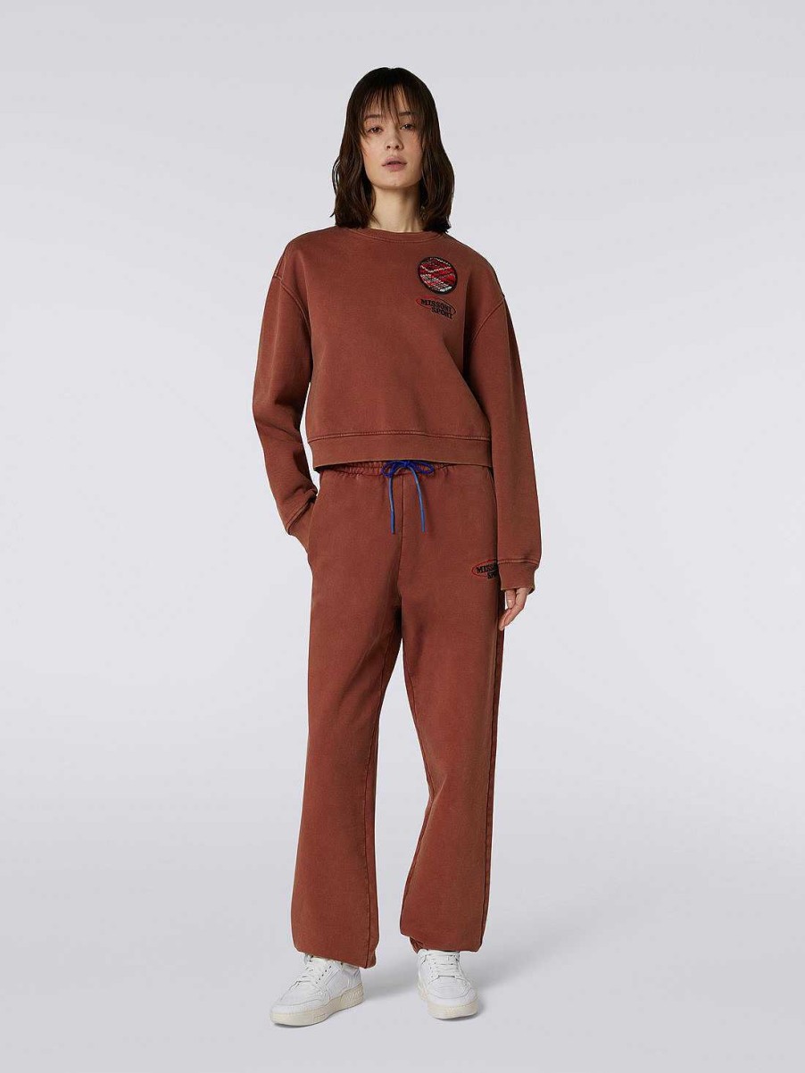 Donne Missoni Vestiario | Joggers In Misto Cotone Con Logo Ruggine