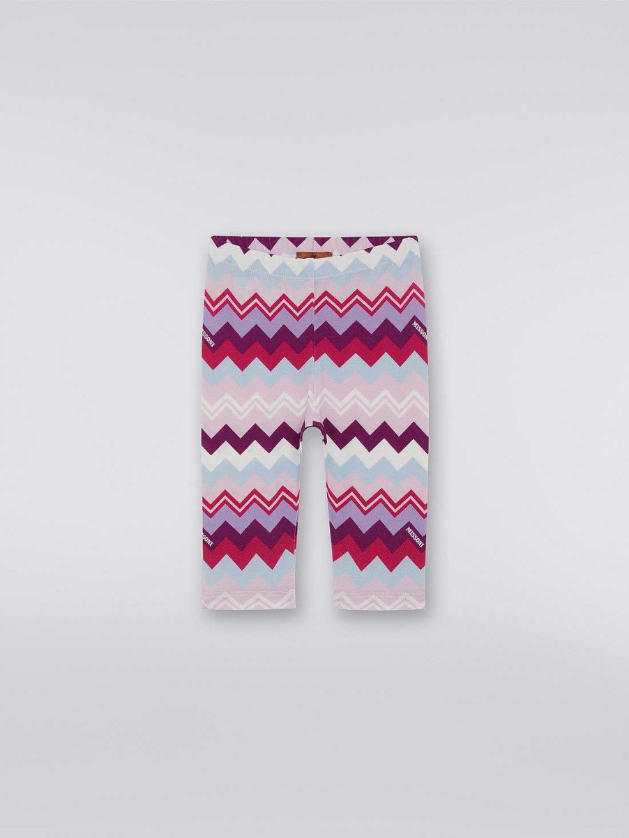 Ragazza (4-14 Anni) Missoni | Leggings In Misto Cotone A Zigzag Multicolore