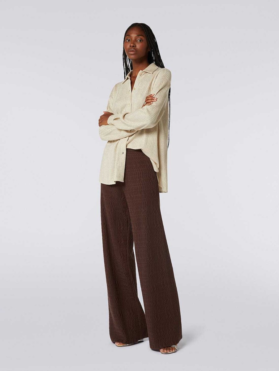 Donne Missoni Pantaloni | Pantaloni Palazzo In Cotone Marrone