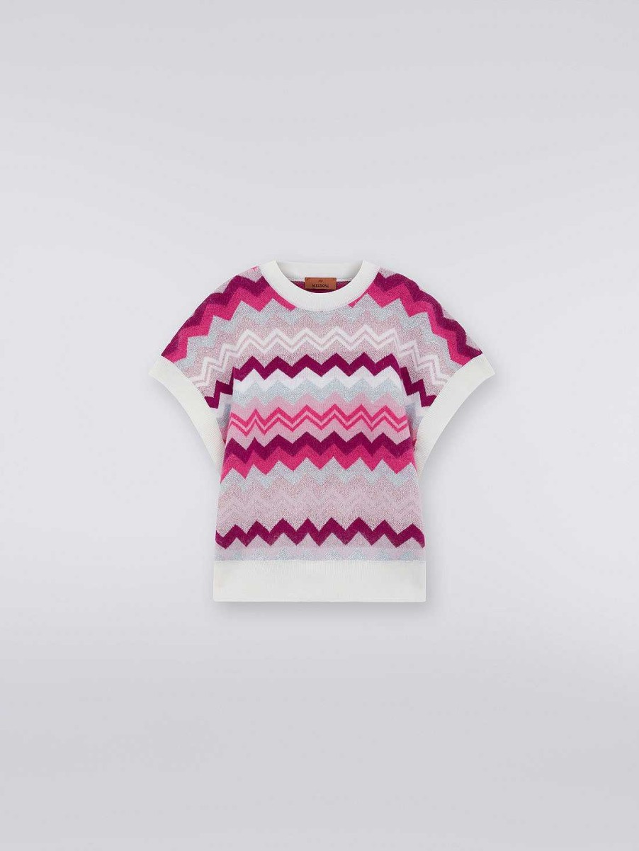 Ragazza (4-14 Anni) Missoni | Gilet In Lana Zigzag Con Lurex Multicolore