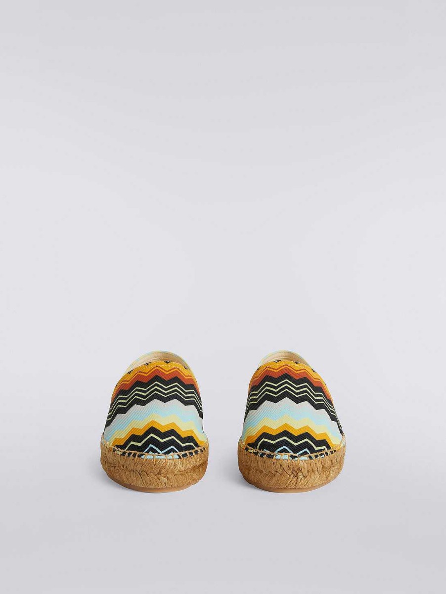 Donne Missoni Accessori | Espadrillas Piatte In Tela Stampata Con Scritta Logo Multicolore