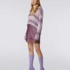 Donne Missoni Gonne | Minigonna In Lana E Viscosa Con Motivo Zigzag E Pizzo Viola