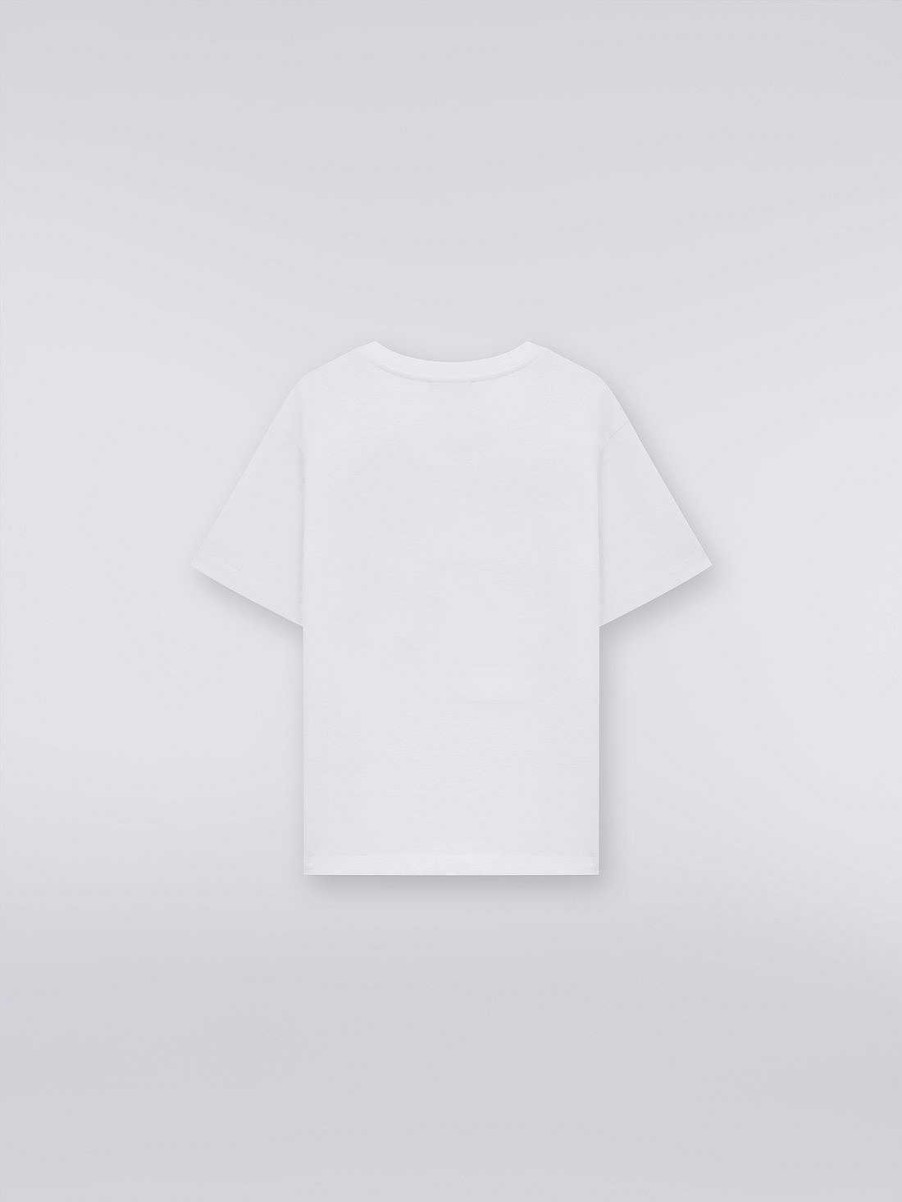 Ragazzo (4-14 Anni) Missoni | T-Shirt In Cotone Con Stampa Zigzag E Logo Bianco