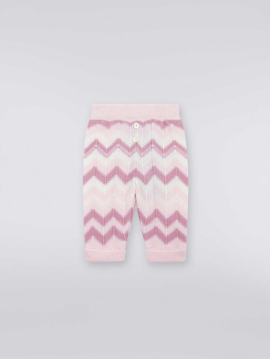 Ragazza (4-14 Anni) Missoni | Pantaloni In Maglia Di Lana A Zig Zag Multicolore