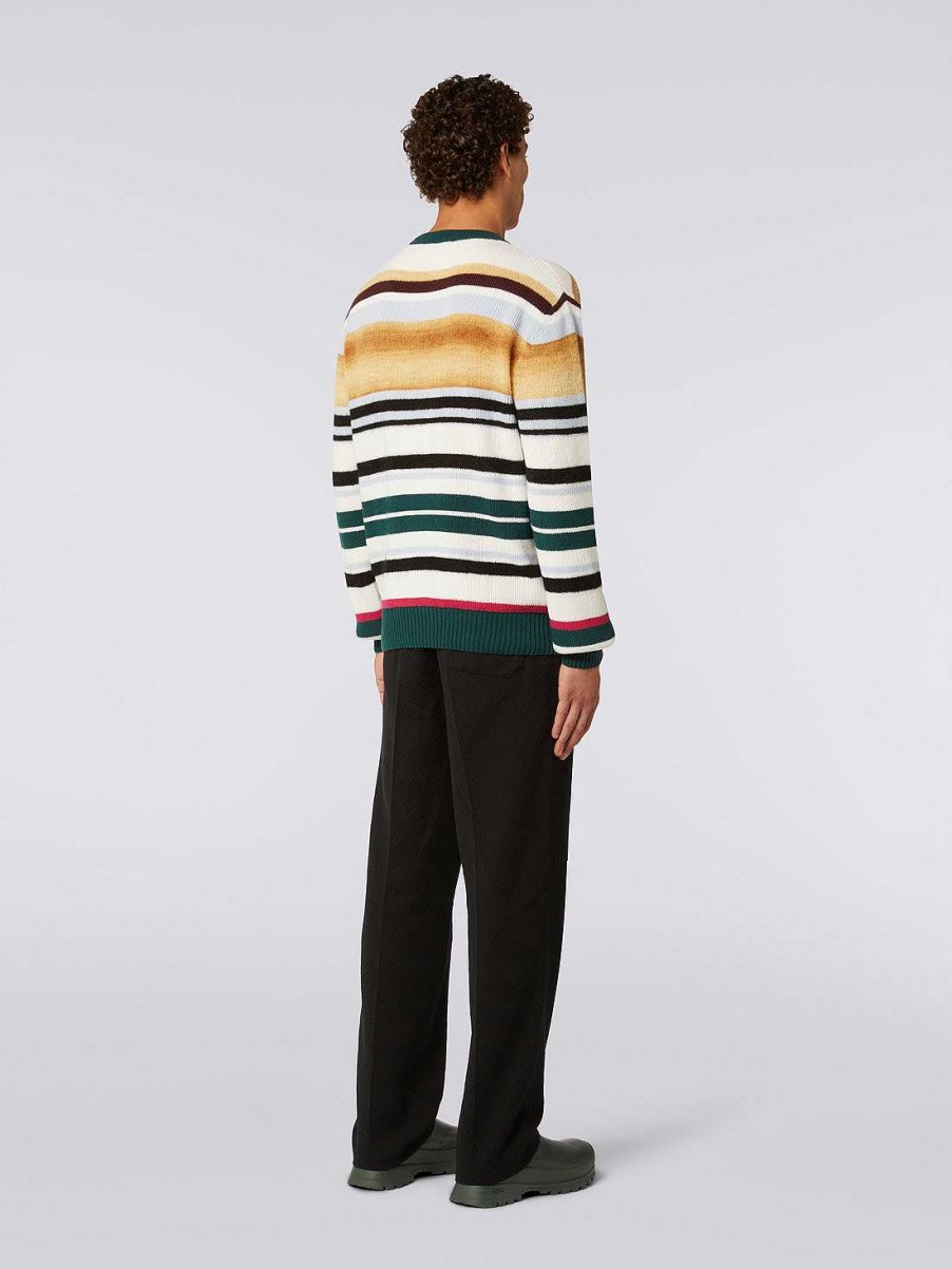 Uomini Missoni Maglieria | Pullover Girocollo In Misto Lana Rigata Multicolore