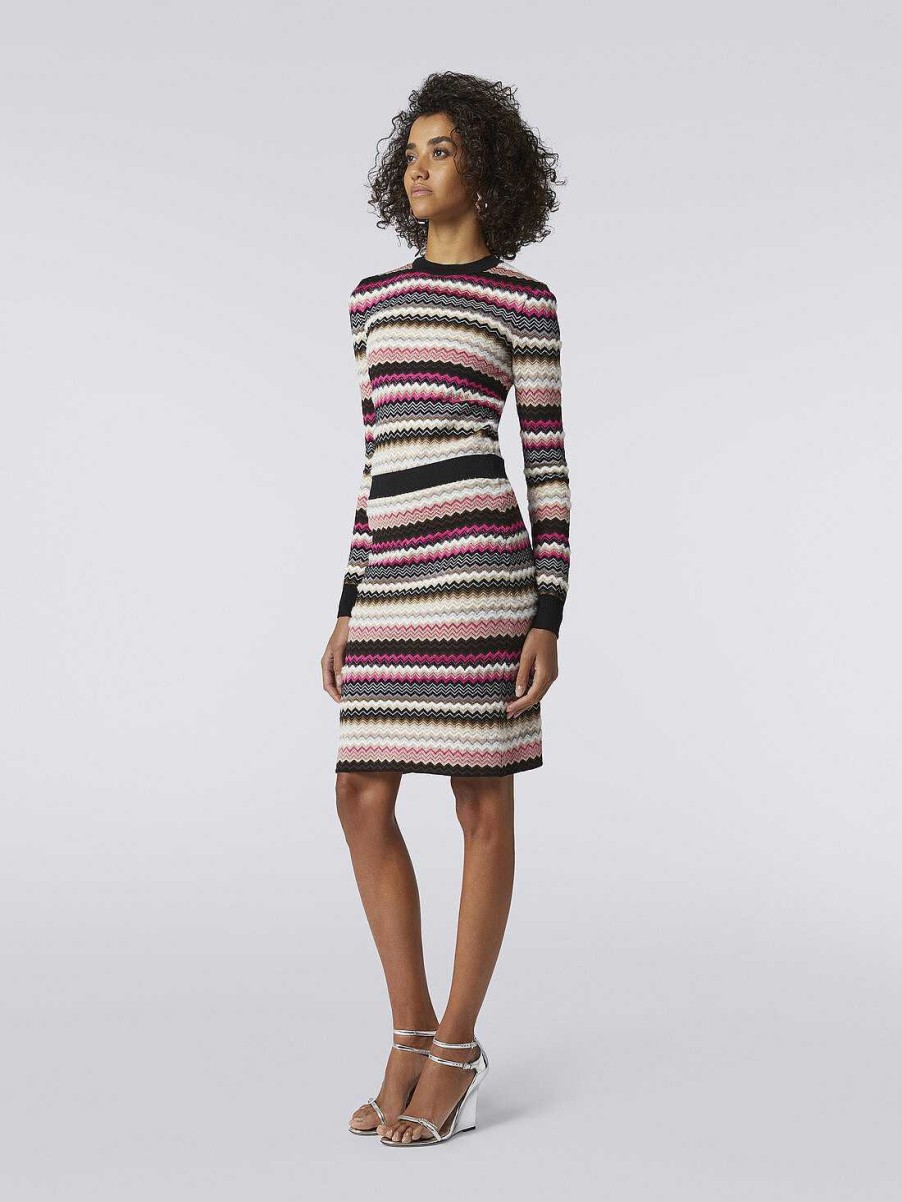 Donne Missoni Gonne | Gonna In Maglia Chevron Di Misto Lana Multicolore