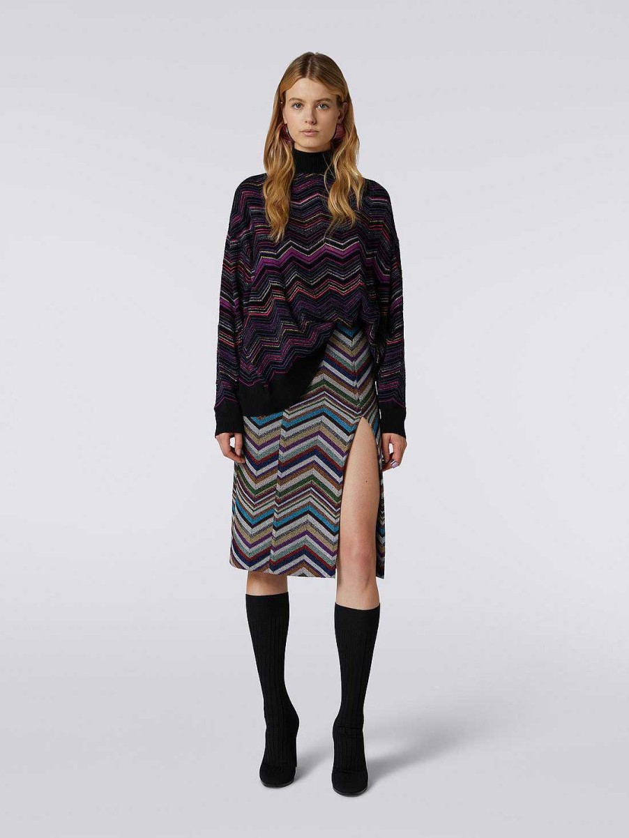 Donne Missoni Maglieria | Maglia Oversize Chevron In Lana E Viscosa Multicolore