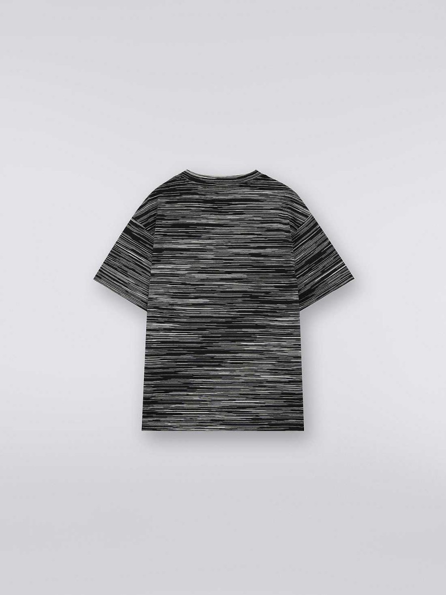 Ragazzo (4-14 Anni) Missoni | T-Shirt A Maniche Corte In Cotone Fiammato Nero