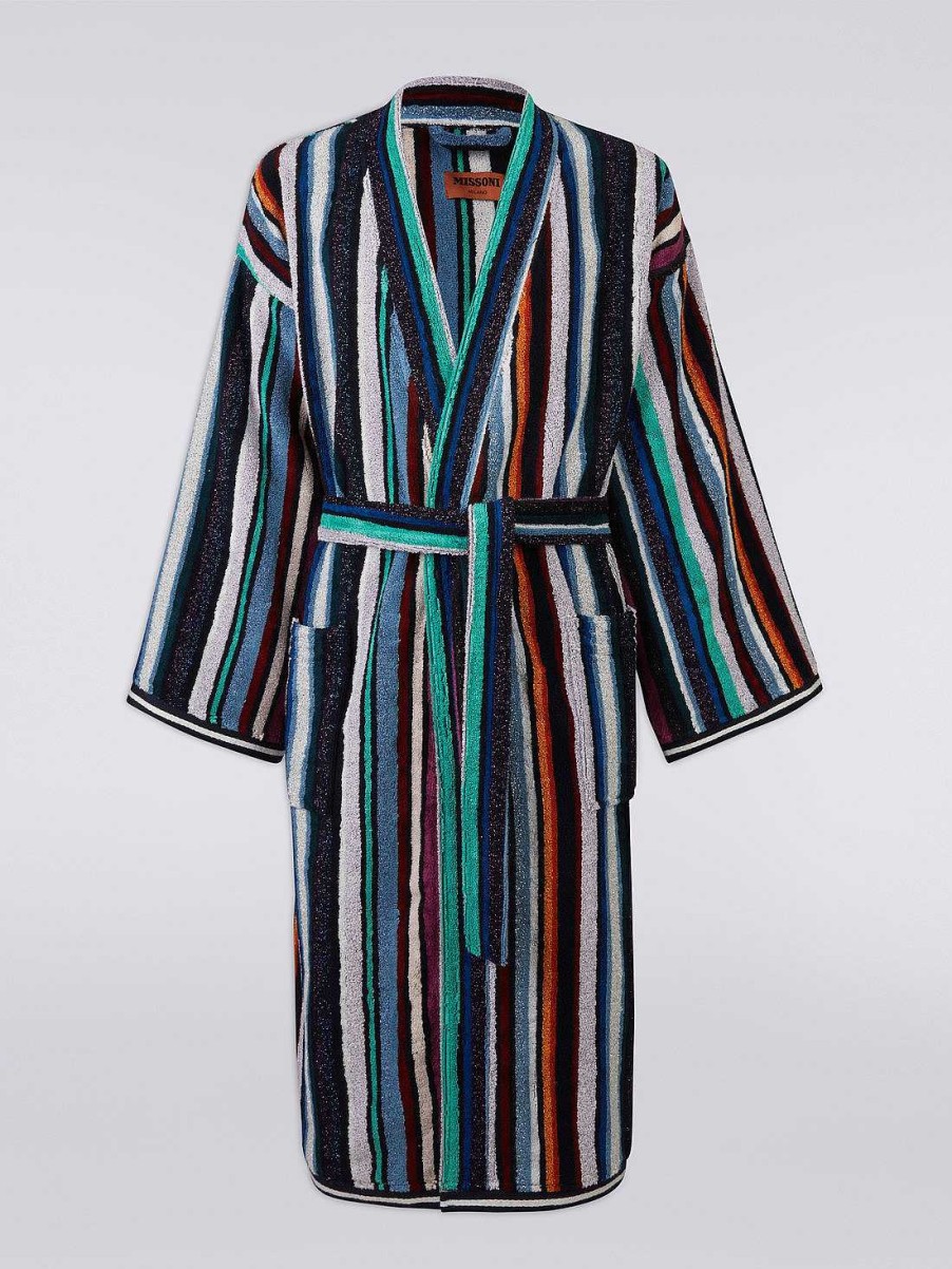 Donne Missoni Accappatoi | Accappatoio Chandler In Spugna Con Lurex Blu